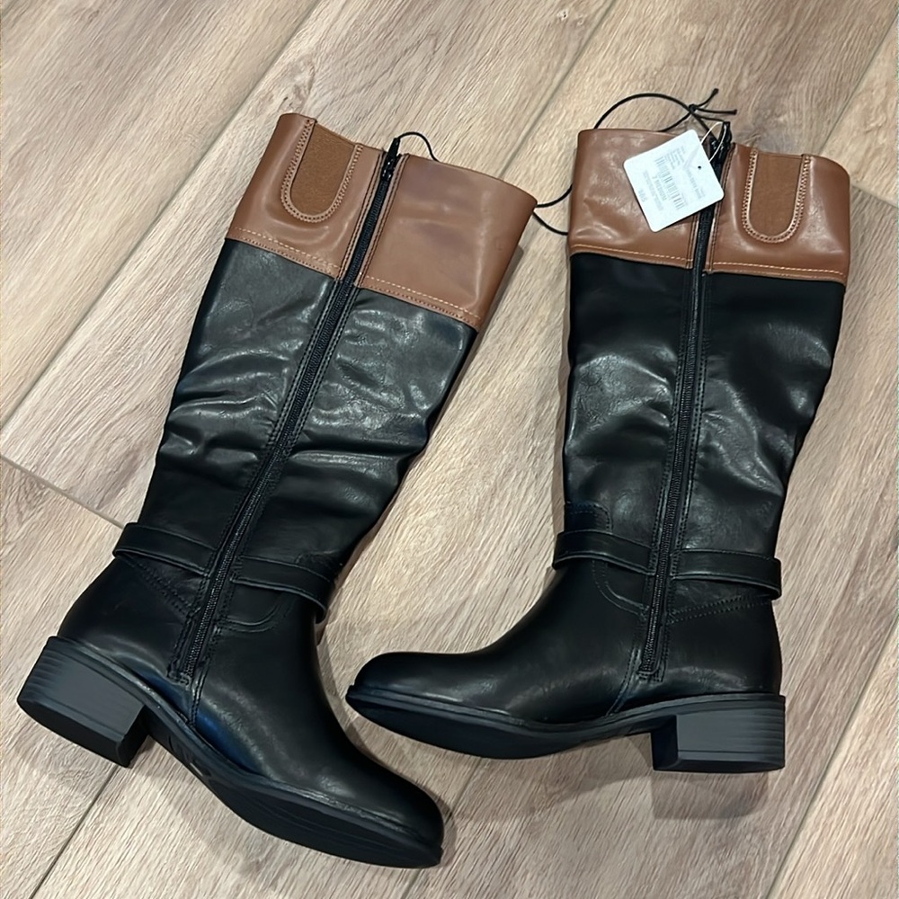 St. John’s Bay Danwood Riding Black & Brown Knee-High Boots Size 7M Memory-foam - Picture 3 of 16